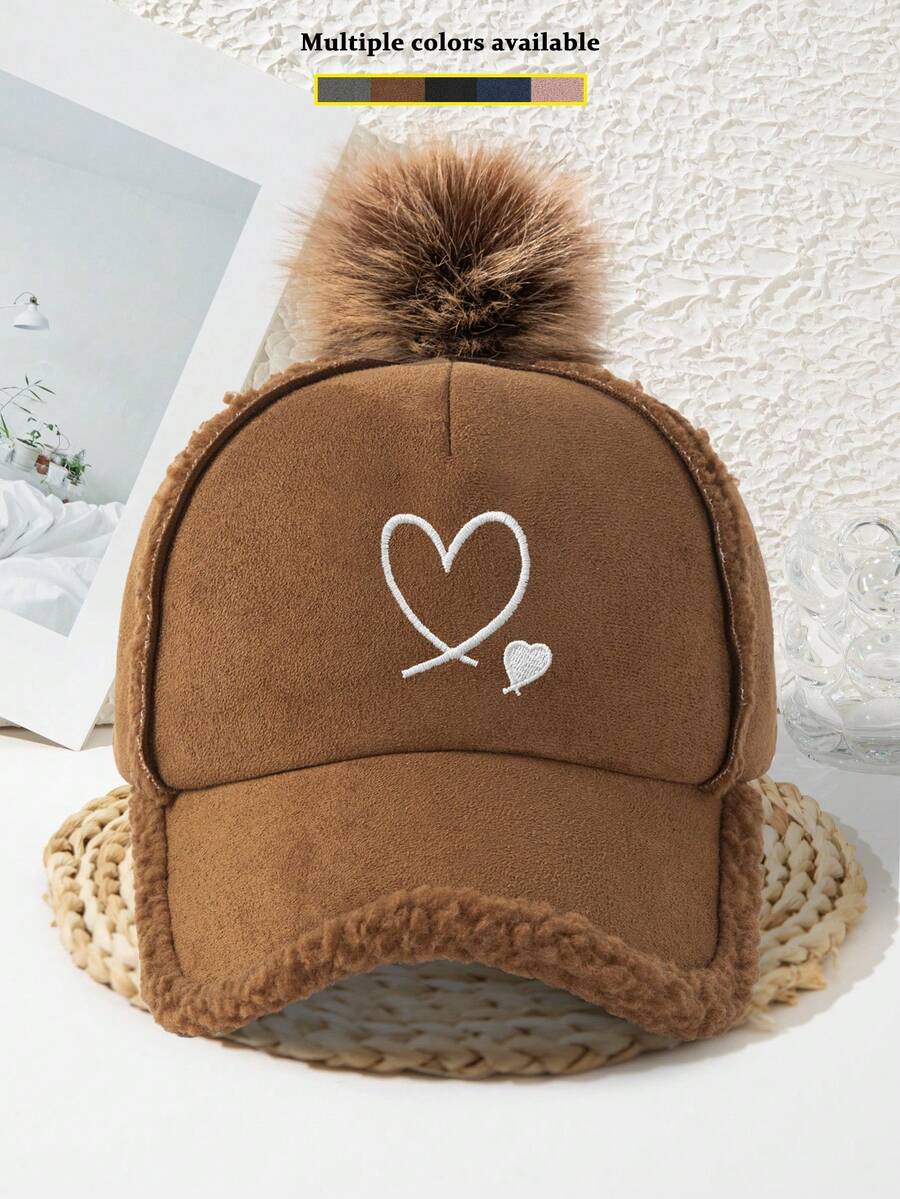 1pc Women's Thick Baseball Cap Embroidered Heart Ball Fashion Vacation Cool Autumn/Winter Casual - Multicolor - View 1