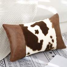 1pc Cow Print Plush Pillow Cover, Pillow Insert Not Included - Multicolor - View 6