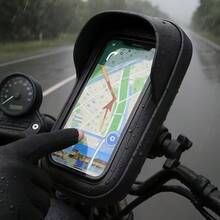1PC Sturdy Waterproof Motorcycle Phone Holder - ABS Handlebar Mount With Detachable Shoulder Strap And Dry Bag, 360° Rotatable, Touchscreen Compatible, Durable PC Fabric Material, Suitable For Bicycle And Motorcycle Accessories, Motorcycle Phone Holder Waterproof, Phone Mount, Motorcycle Mobile Phone Holder, Cell Phone Holder, Car Accessories, Secure Grip, Reinforced Structure - Black - View 2