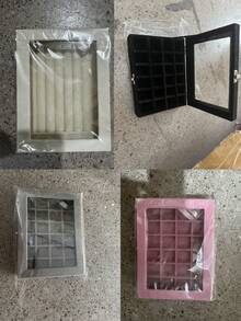 珠寶收納托盤 格子珠寶托盤 珠寶收納盒 抽屜收納盒 適用耳環、項鍊、手鍊、戒指 多尺寸 多場景裝飾收納盒 - 彩色 - 查看 9