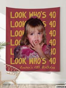 Personalized Birthday Sign, Custom Photo Party Banner, Retro Birthday Backdrop, Look Who's 40 Funny Birthday Decorations - Multicolor - View 8