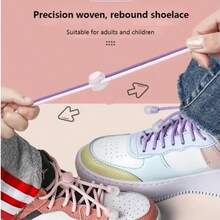 QKC 1 Pair Colorful Spring Lock Shoelaces, No-Tie Round Elastic Shoelaces, Quick Lacing For Sports Shoes, Kids And Adults - Multicolor - View 2