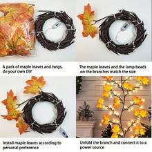 1pc Flexible Maple Leaf Branch String Light, Glowing Maple Vine Light, USB Powered, 8 Flashing Modes, Decorative Atmosphere Light, Suitable For Wall, Bedroom, Living Room, Autumn Home Decor And Thanksgiving - Maple Leaf Rattan - View 7