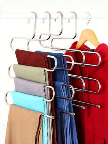 Gantungan Multifungsi Berbentuk S, Rak Penyimpanan Celana, Bahan Stainless Steel, Hemat Ruang, Cocok untuk Celana Panjang, Jeans, dan Syal; Cocok untuk Lemari Pakaian, Hotel, Asrama, dan Lainnya - MultiWarna - View 5