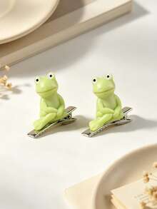 2pcs Cute Cartoon Frog Hair Clips For Women, Funny Hair Accessories, Suitable For Daily Use, Gift Choice - Multicolor - View 9