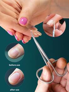 Professional Cuticle Scissors With Curved Titanium Blade - High Precision Nail Trimmer For Dry Skin And Nails, Ergonomic Non-Slip Handle, Suitable For Eyebrow And Eyelash Grooming, Home And Salon Use - Multicolor - View 2