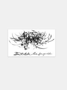 1pc Temporary Tattoo, Temperature Sensitive Color Changing Spider Lily With English Quote Pattern Black To Pink, Realistic Fake Tattoo Design, For Daily, Bachelorette Party Favors, Music Festival, Game, Graduation Gift, Lasts 3-5 Days - Multicolor - View 3