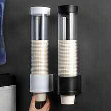 Pc Disposable Cup Holder Automatic Dispenser, No Drilling Required, Wall-Mounted, Desktop, Dust-Proof Paper Cup Rack, Water Dispenser, Home Water Dispenser, Large Capacity Dust-Proof Water Cup Storage Side Rack - A - View 6