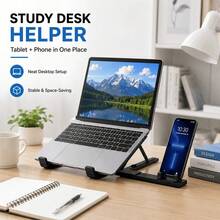 3-In-1 Laptop, Tablet And Mobile Phone Stand, 360° Rotatable And Foldable Desktop Stand, Multi-Angle Adjustable, Lightweight And Portable Stand, Compatible With Smartphones, Tablets And Laptops - View 5