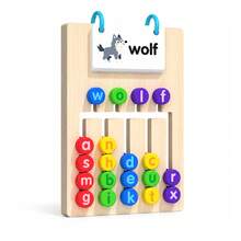 Wooden Spelling & Color Matching Board, Montessori Alphabet Word Building Toy With Flip Cards, Preschool Learning Gift - Multicolor - View 2
