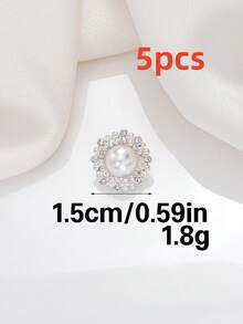 5pcs Luxury Round Pearl Rhinestone Inlaid Zinc Alloy Buttons, Decorative Sewing Fasteners For Suit, Overcoat, Garment DIY Decoration - Multicolor - View 21