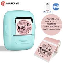 Printer Label Marklife P50 - Printer Label Termal, Mesin Label Portabel, Cocok untuk Produk, Alamat, Stiker, Keperluan Rumah dan DIY, Kompatibel dengan Sistem Android, iOS, dan Windows, Dilengkapi dengan 1 Gulungan Stiker Putih Bulat 50mm - Mint Blue - View 13