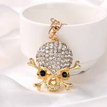1pc Cool Jewelry Skull Rhinestone Car Keychain Key Ring Key Chain Gift Metal Pendant Halloween Party Keychain Autumn - Multicolor - View 5
