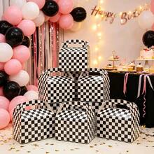 12/6pcs Black & White Checkerboard Pattern Gift Boxes / Party Favor Packaging Boxes / Birthday Wedding Christmas Gift Boxes / Checkerboard Gift Boxes / Paper Gift Boxes / Christmas Gift Boxes, Party Favor Boxes / Birthday Holiday Celebration Packaging Gift Boxes - Black and White Checkered Gift Box - View 2
