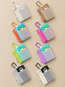 Super Useful Mini Coin Purse With Phone Lanyard, Multi-Functional Card Holder, Keychain, Earphone Pouch, Portable Small Square Bag,Makeup Organizer,Room Décor - Multicolor - View 5