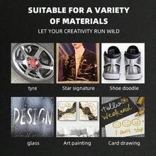 2 buah Spidol Cepat Kering Warna Emas & Perak, Cocok untuk Grafiti DIY, Kayu, Kaca, Lukisan, Ringan dan Tahan Lama, Tulisan Halus, Dapat Digunakan untuk Berbagai Skenario - mengatur - View 2