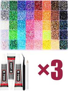 40,000pcs Resin Jelly Rhinestones, 40 Colors 5mm Flat Back Crystals, Includes 3 Bottles Of B700 Glue, Handmade DIY Rhinestone Kit, Suitable For Diamond Painting, Clothing, Nail Art, Book Decoration - Multicolor - View 13