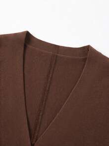 SEREN Fashion Women's Autumn/Winter Knitted Cardigan, V-Neck Long Sleeve Design With Button Details - Brown - View 8