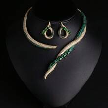 1 Set Women's Fashion Jewelry Set, Exquisite Gemstone Necklace And Earrings Set, Open Design, Women's Choker, Women's Fashion Jewelry, Elegant Elegant Accessory, Gift - Jewelry Set - View 2