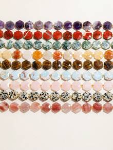 1 Hebra de Cuentas Espaciadoras de Cuarzo Fresa de Piedra Natural Facetada Hexagonal de 5X13MM para Hacer Joyas, Dijes, Pulseras DIY, Accesorios de Collares - Multicolor - Ver 4