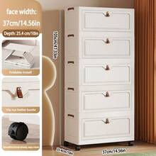Foldable Storage Cabinet, Home Living Room Toy Storage Box, Snack Cabinet, Kitchen Storage Organizer With Wheels - Multicolor - View 22