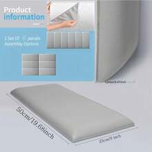 6-Piece Set 50cm*23cm Soft Anti-Collision Minimalist Solid Color 3D Self-Adhesive Wall Sticker, PU Soft Packaging, Peel And Stick, Washable, Suitable For Bedside And Tatami Wall Decoration, Thickened Wall Sticker - multicolor - View 3