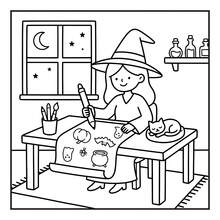 Buku Mewarnai Penyihir Halloween untuk Anak-Anak, Cocok untuk Pelajar, 24 Halaman Pola Sederhana, Lucu, dan Mudah Diwarnai, Menyejukkan dan Menghangatkan, Hadiah Ulang Tahun, Kembali ke Sekolah, dan Halloween untuk Anak Perempuan, Alat Tulis, 20x20cm, Dilengkapi dengan Satu Alas Kertas. - Penyihir Halloween - View 3