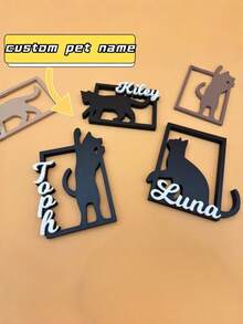1pc Personalized Cat Sign, Custom Name Pet Sign, Cat Food Sign Wall Decor, Cute Kitten Catio Decoration, Custom Pet Name Plaque, Cat Lover Gift, Personalized Home Decor - Multicolor - View 1