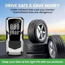1 PC Electric Tire Inflator Portable Air Compressor, 1500mAh Battery Powered Cordless Rechargeable Air Pump, 150PSI Automatic Shut-Off Tire Pump With Digital Display, LED Flashlight, USB-C, For Car Motorcycle Bicycle Ball - Wireless - View 8