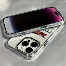 1pc Red Sports Car English Aesthetic Pattern Premium Transparent Full Coverage TPU Anti-Drop Fashion Phone Case Compatible With Iphone 11 12 13 14 15 16 17 18 Pro Max/Plus 7/XR Shockproof Protective Cover - View 4