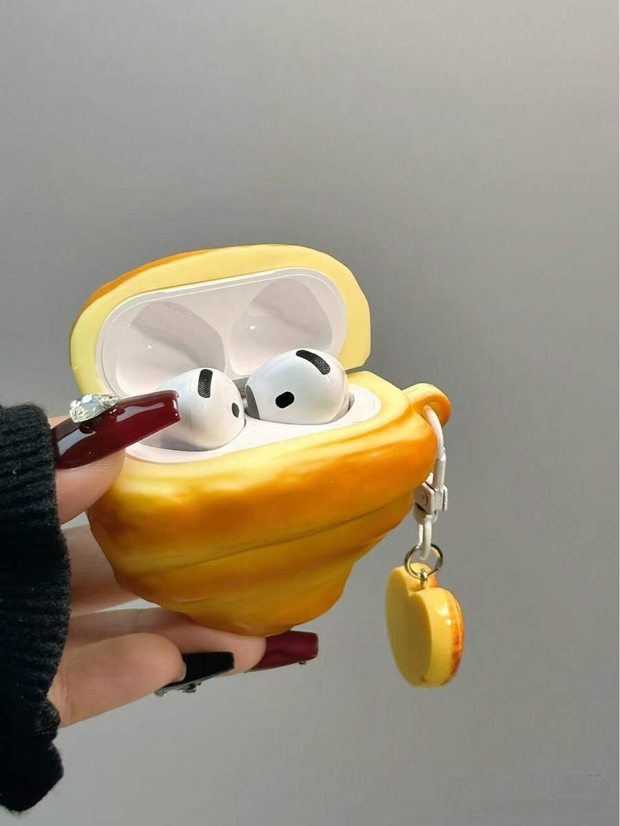 Casing Earphone Silikon Croissant 3D Lucu, Casing Anti Guncangan Berbentuk Makanan Kartun, Kompatibel dengan 4, Pro/Pro 2/Pro 3, Cangkang Earbud Lembut dan Anti Jatuh, Dilengkapi dengan Gantungan Kunci. - MultiWarna - View 1