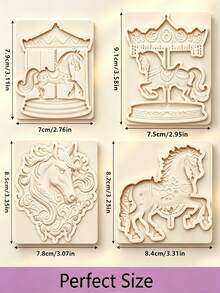 Carousel Silicone Mold For Cake Fondant Chocolate Candy, Cake Decoration Tool & Baking Tray Baking Tool Cake Mold, Wedding Birthday Party Cupcake Topper Candy Polymer Clay Resin Sugar Paste DIY Mold - Beige - View 3