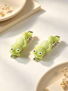 2pcs Cute Cartoon Frog Hair Clips For Women, Funny Hair Accessories, Suitable For Daily Use, Gift Choice - Multicolor - View 8