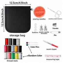 Kit de costura, kit de aguja e hilo con suministros y accesorios de costura para adultos, principiantes, hogar, viajes, emergencias que incluye tijeras, cinta métrica, enhebrador de agujas y talla grande - traje - Ver 4