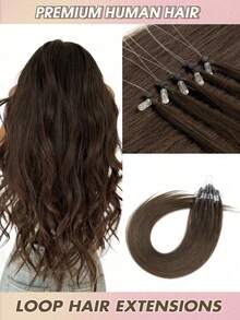 Micro Link Human Hair Extensions Natural Black Straight 12-22 Inches Invisible Micro Bead Thickened Micro Ring Hair Extensions Suitable For Women's Daily, Party, Wedding, Holiday, Halloween Costume And Christmas - S2 - View 2