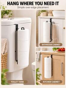Toilet Tissue Holders, No Drilling Design, Black, White, Gold, Silver Wall Mounted Bathroom Storage Organizer, Kitchen Cabinet, Laundry Room, Small Space Hanging Rack, Home Decoration, Relaxing Atmosphere - Multicolor - View 10
