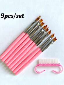 9Pcs Nail Art Petal Brush Set, For Painting Flower Patterns With Cleaning Brush - Multicolor - View 2
