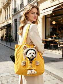 1pc Bear-Shaped Breathable Pet Tote Bag - Portable Backpack For Outings, Suitable For Cats And Dogs, Single Shoulder Bag, Suitable For All Seasons, Breathable Design. - Multicolor - View 2