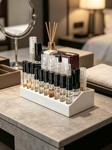 Multi-Slot Slanted Design Perfume Sample Rack, Perfume Sample Bottle Storage, Desktop Mini Bottle Display Storage Rack, Portable Travel Perfume Spray Bottle Storage, Suitable For Vanity Tabletop, Birthday Gift, Housewarming Gift, Halloween Gift - Multicolor - View 1