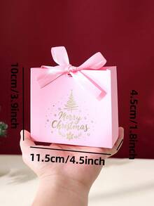 10pcs Christmas Gift Boxes With Ribbons, Festive "Merry Christmas" Design, Suitable For Personal Or Commercial Use, Elegant Wedding Gift Boxes, Perfect For Birthday And Holiday Decor, Party Favors, Christmas, Wedding And Valentine's Day - View 5