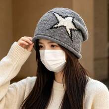 1pc Women's Star Knit Hat, Fashionable Elastic Autumn Accessory, Suitable For Outings And Halloween Holiday Matching, Hats For Women, Fall Style, Hats - Multicolor - View 5