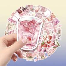 50pcs Pink Girly Pattern Stickers For Laptop Decoration, Laptop Decals, Electronic Device Shell Decals, Phone Case Graffiti Stickers, Suitable For Party Gifts, Holiday Gifts, Easy To Share With Friends - 50pcs - View 1