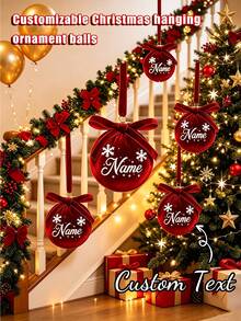 كرة عيد الميلاد المخصصة، زينة عيد الميلاد المخصصة بالاسم، زينة عيد الميلاد المخملية المعلقة المخصصة بالاسم، زينة شجرة عيد الميلاد المخصصة، مناسبة لهدايا العطلات وديكور المنزل لحفلات عيد الميلاد - متعدد الألوان - مشاهدة 3
