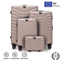 W WINGS Travel Luggage Set 4 Pcs | Vanity Case, Cabin, Medium And Large Suitcases With Spinner Wheels And Telescopic Handle - Beige - View 14