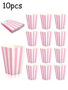 Striped Popcorn Boxes Movie Popcorn Boxes Candy Boxes Snacks Containers For Movie Theatre Suitable For Placing Popcorn French Fries Fried Chicken Snacks Food Decorative Tableware For Birthday Party Party Supplies Camping Kitchen Essentials - Multicolor - View 17