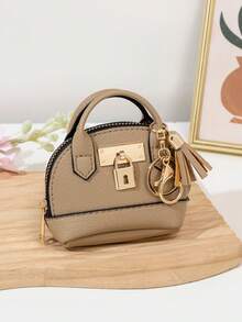 CHARM INFINITE Multi-Color Mini Handbag Shaped Keychain Pouch, Faux Leather Zipper Coin Purse With Metal Lock And Tassel Charm, Portable Earphone Storage Bag, Fashion Bag Pendant Keychain Accessory For Women And Girls Daily Decoration - Multicolor - View 24