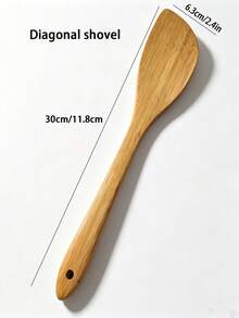 1/4pcs Bamboo Spatula For Non-Stick Cookware, Bamboo Cooking Utensils, Stir-Fry Spatula, Rice Spoon, Kitchen Utensils - Mustard Yellow - View 5