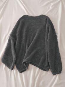 Women's Casual Off Shoulder Sweater, Medium Stretch Top For Fall Winter Back To School Layering, Hand Wash/Dry Clean, Sweater, Winter Clothing - Black and Gray - View 2