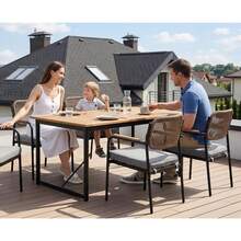 WAHSON OFFICE CHAIRS 4PCS Grey Stackable Outdoor Garden Dining Chairs With Rope Back - 4 Gray - View 3