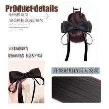 Women's Bow Ribbon Hair Claw Clip Hair Accessory Bun Hair Wrap Hair Tie - Black - View 4